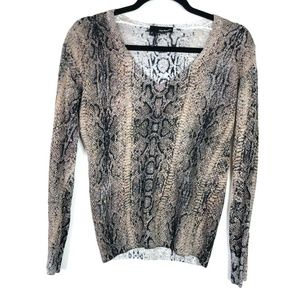 The Kooples Snake Skin Print V Neck Sweater Small